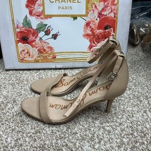Sam Edelman Beige Ankle Strap Heels